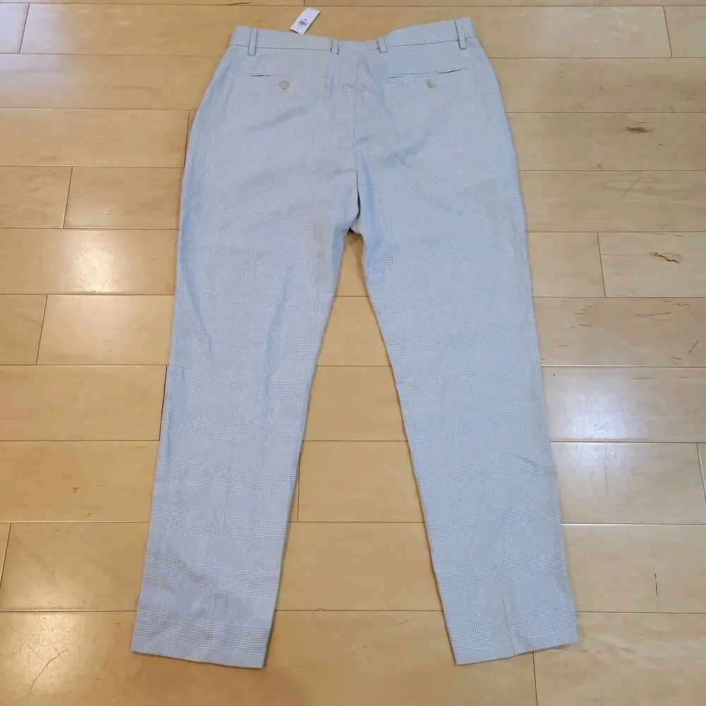 NWT Banana Republic Linen Pants Light Grey Herringbone Work Trouser Fit 36x30